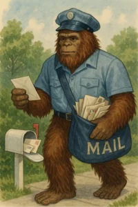 Bigfoot delivering mail